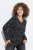 Ulla Popken Allover Printed Long Sleeve Tee Black - Bedrukte T-shirts voor dames - Bedrukte T-shirts voor Dames