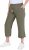 Ulla Popken Cool Linen Elastic Waist Capri Pants Loden Green - Jeans & Broeken in Grote Maten – Plus Size - 
