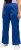 Ulla Popken Snap Placket Side Seam Wide Leg Recycled Polyester Knit Joggers Blue - Jeans & Broeken in Grote Maten – Plus Size - 