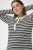 Kaffe Curve Miana Long Sleeve Polo Chalk with Black Stripe - Poloshirts - 