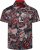 Kam Jeans 6062 Skull And Roses Print Short Sleeve Shirt Black - Overhemden - Overhemden Grote Maten Heren