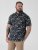 D555 Rick Geometric Print Short Sleeve Shirt Navy - Overhemden - Overhemden Grote Maten Heren