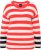 Ulla Popken Mixed Stripe Long Sleeve Sweater Hibiscus Red - Sweaters & hoodies - 