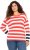 Ulla Popken Mixed Stripe Long Sleeve Sweater Hibiscus Red - Sweaters & hoodies - 
