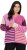 Ulla Popken Patchwork Striped Long Sleeve V-Neck Sweater Raspberry - Sweaters & hoodies - 