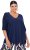 Ulla Popken Oversized 3/4 Sleeve V-Neck Sweater Navy - Sweaters & hoodies - 