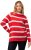 Ulla Popken Stripe Fine Knit Turtleneck Sweater Light Red - Sweaters & hoodies - 