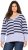 Ulla Popken Split Stripe Long Sleeve V-Neck Sweater Blue Grey - Sweaters & hoodies - 