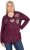 Ulla Popken Metallic Print Extra Soft Christmas Sweatshirt Dark Wine Red - Sweaters & hoodies - 