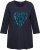 Ulla Popken Peace Love Life 3/4 Sleeve Graphic Tee Navy - T-shirts - 