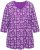 Ulla Popken Snowflake Print 3/4 Sleeve A-Line Tee Dark Purple - Bedrukte T-shirts voor dames - 