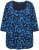 Ulla Popken Scribble Print Square Neck 3/4 Sleeve Tee Navy - Bedrukte T-shirts voor dames - 