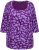 Ulla Popken Scribble Print Square Neck 3/4 Sleeve Tee Violet - Bedrukte T-shirts voor dames - 