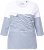 Ulla Popken Paper Boat Print 3/4 Sleeve Tee Snow White - Bedrukte T-shirts voor dames - 