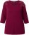 Ulla Popken Flower Epaulet 3/4 Sleeve Top Dark Cherry Red - Bedrukte T-shirts voor dames - 