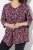 Ulla Popken Ribbon Print 3/4 Sleeve Asymmetric Tee Plum - Bedrukte T-shirts voor dames - Bedrukte T-shirts voor Dames