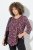 Ulla Popken Ribbon Print 3/4 Sleeve Asymmetric Tee Plum - Bedrukte T-shirts voor dames - Bedrukte T-shirts voor Dames