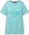 Ulla Popken Palm Tree Embroidered Tee Turquoise Green - Bedrukte T-shirts voor dames - 