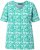 Ulla Popken Coral Reef Printed Short Sleeve V-Neck Tee Emerald - Bedrukte T-shirts voor dames - 