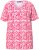 Ulla Popken Coral Reef Printed Short Sleeve V-Neck Tee Lychee - Bedrukte T-shirts voor dames - 