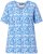 Ulla Popken Coral Reef Printed Short Sleeve V-Neck Tee Teal Blue - Bedrukte T-shirts voor dames - 