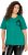 Ulla Popken Embroidered Face Motif Short Sleeve V-Neck Tee Emerald Green - Bedrukte T-shirts voor dames - 