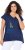 Ulla Popken Half-Sleeve A-line V-Neck Boat Pattern T-Shirt Ink Blue - Bedrukte T-shirts voor dames - 