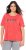 Ulla Popken Easy Short Sleeve Acid Wash Graphic Tee Light Red - Bedrukte T-shirts voor dames - 