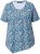 Ulla Popken Floral Pointed Hem Short Sleeve Tee Deep Aqua - Bedrukte T-shirts voor dames - 
