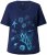 Ulla Popken Marine Print Short Sleeve Tee Ink Blue - Bedrukte T-shirts voor dames - 