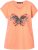 Ulla Popken Free Spirit Butterfly Cap Sleeve Graphic Tee Coral - Bedrukte T-shirts voor dames - 