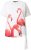 Ulla Popken Flamingo Short Sleeve Graphic Tee Off-White - Bedrukte T-shirts voor dames - 