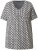 Ulla Popken Cactus Print Short Sleeve V-Neck Tee Graphite Grey - Bedrukte T-shirts voor dames - 