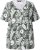 Ulla Popken Feather Print Short Sleeve V-Neck Tee Olive Grey - Bedrukte T-shirts voor dames - 