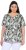 Ulla Popken Feather Print Short Sleeve V-Neck Tee Olive Grey - Bedrukte T-shirts voor dames - 