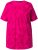 Ulla Popken Feather Print Short Sleeve V-Neck Tee Berry - Bedrukte T-shirts voor dames - 