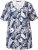 Ulla Popken Feather Print Short Sleeve V-Neck Tee Ink Blue - Bedrukte T-shirts voor dames - 