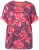 Ulla Popken Quick Drying Flower Print Short Sleeve Tee Dark Cherry - Bedrukte T-shirts voor dames - 