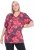 Ulla Popken Quick Drying Flower Print Short Sleeve Tee Dark Cherry - Bedrukte T-shirts voor dames - 