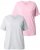 Ulla Popken Eco Cotton Basic T-Shirt 2-Pack Grey/Pink - T-shirts - 