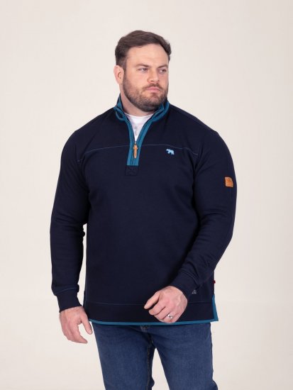D555 Conway 2 1/4 Zip Neck Fleece Sweatshirt With Bear Logo Navyblauw - Sweaters & hoodies - Sweaters & Hoodies Grote Maten Heren