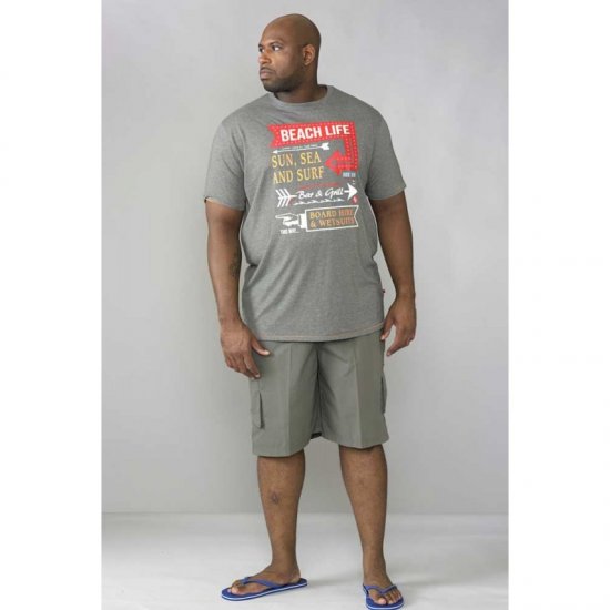 D555 Kennedy T-shirt Khaki Marl - T-shirts - Grote Maten T-shirts Heren