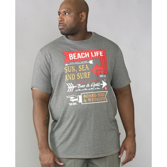 D555 Kennedy T-shirt Khaki Marl - T-shirts - Grote Maten T-shirts Heren