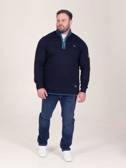 D555 Conway 2 1/4 Zip Neck Fleece Sweatshirt With Bear Logo Navyblauw - Sweaters & hoodies - Sweaters & Hoodies Grote Maten Heren