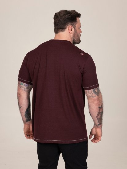 D555 Baldwin Grumpy Old Man Club Print Crew Neck T-shirt Burgundy/ Black Twist - T-shirts - Grote Maten T-shirts Heren