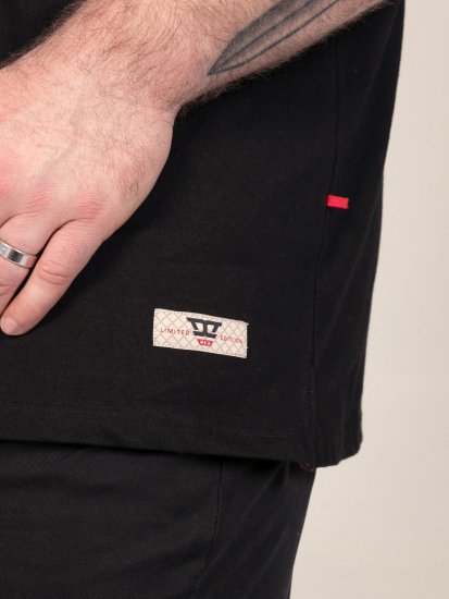 D555 Potts Jersey Polo With Jacquard Collar & Cuffs Zwart - Polo shirts - Grote Maten Poloshirts Heren