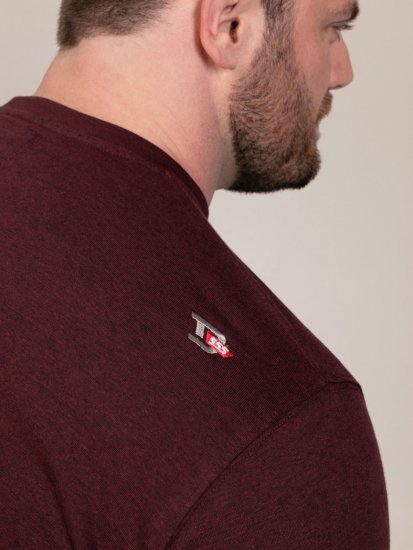 D555 Baldwin Grumpy Old Man Club Print Crew Neck T-shirt Burgundy/ Black Twist - T-shirts - Grote Maten T-shirts Heren
