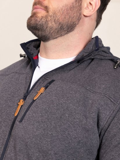 D555 Conrad Detachable Hood Bonded Fleece Zip Through Hoody Navyblauw - Sweaters & hoodies - Sweaters & Hoodies Grote Maten Heren