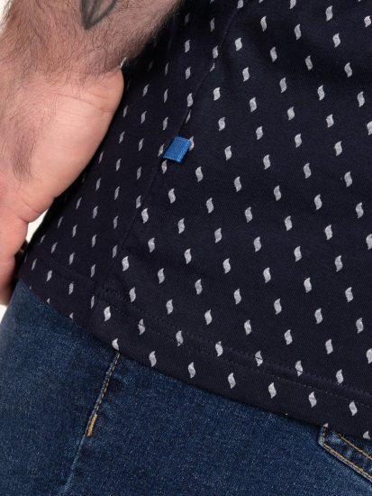 D555 Reid AOP Polo With Jacquard Collar, Pocket And Cuffs Navyblauw - Polo shirts - Grote Maten Poloshirts Heren