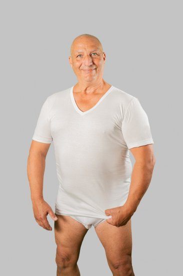 20 Nodi Short Sleeve V-Neck in Combed Cotton Jersey White - Ondergoed & Zwem - Grote Maten Ondergoed Heren